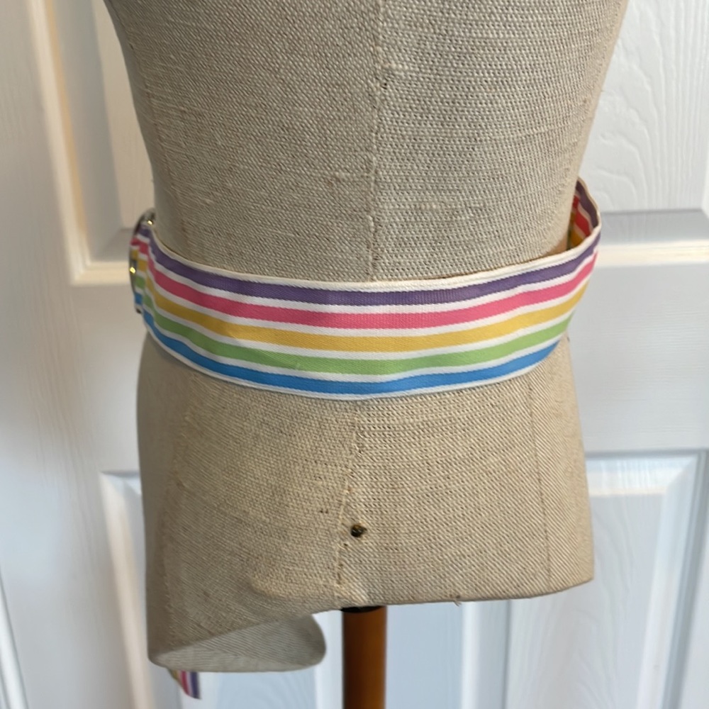 Women’s belt multicolor rainbow stripes D ring adjustable - Picture 5 of 5